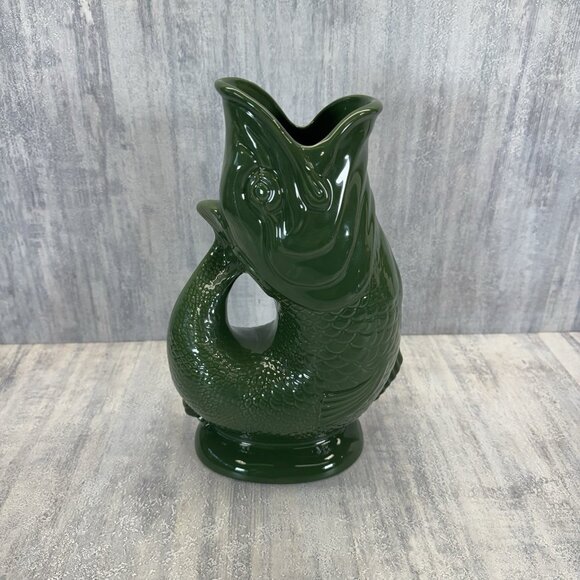 GLUGGLE JUG  By Wade Ceramics 11.5" tall Lovely Rich Green Very Good Condition - Picture 3 of 10